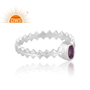 Tendance Design Sterling Silver Natural Amethyst Gemstone Ring Bijoux personnalisés pour les femmes Cadeau pour elle - Product Image 4