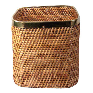 Handmade planters customized design & size decorative core planters Rattan planters flower <b>pots</b> with golden border - Product Image 3
