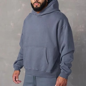 Sudadera con capucha de algodón cómoda de calidad superior de gran tamaño para hombres de peso pesado ajuste relajado con diseño de bordado de logotipo personalizado - Product Image 5