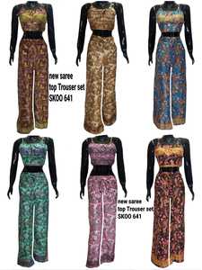 ชุดส่าหรีสตรีแบบใหม่ ดีไซน์อินเดีย ลายดอกไม้ สวยสง่า สไตล์ลำลอง เหมาะสำหรับงานปาร์ตี้ ผ้าทอแบบวินเทจ 100% - Product Image 3