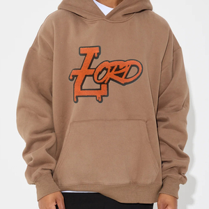 Venta al por mayor 100% algodón 3D bordado Chenille sudaderas con capucha con impresión digital colores personalizados tallas para hombres mujeres-Otoño ecológico - Product Image 4