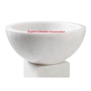 Bol à fruits à pieds en marbre naturel blanc de qualité supérieure piédestal élégant servant et pièce maîtresse décorative pour la décoration intérieure moderne - Product Image 2