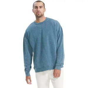 Sweat-shirt à col rond surdimensionné pour homme, couleur unie, 100% coton, molleton français, pull décontracté pour l'hiver - Product Image 1