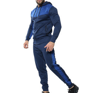 Vente en gros Logo personnalisé Hommes Tech Polaire Survêtement Full Zip Joggers Pantalon de survêtement Survêtement Coton Polyester Zinc Bleu Plus Size - Product Image 2