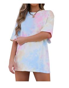 Camiseta holgada extragrande de manga corta personalizada para mujer, camiseta informal con estampado de verano de 100% algodón para mujer - Product Image 1