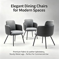 Chaise de salle à manger ergonomique incurvée moderne, design en tissu et cuir avec pieds en métal, vente en gros pour hôtel et restaurant