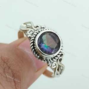 แหวนออโรร่า มิสติก โทแพซ เงินแท้ 925 แหวนสัญญาทำมือ - Product Image 3