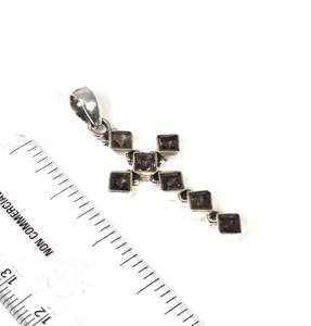 Pendentif croix en quartz fumé en argent sterling massif 925 avec réglage de lunette à facettes Novembre Mois Charme de pierre de naissance - Product Image 4