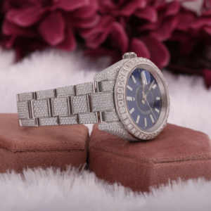 Entièrement IcedOut Cadran Bleu VVS Moissanite Monochrome Montre-Bracelet Avec Date Bleu Cadran Romain Top Qualité Bling pour Trendsetters - Product Image 4