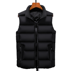 Gilet matelassé d'hiver pour hommes, couleur unie, fermeture à glissière, sans manches, rembourré en polyester, séchage rapide, respirant, vêtements d'extérieur décontractés - Product Image 4