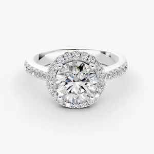 Bague solitaire Timeworn Halo avec diamant rond de laboratoire de 0,67 carat EF-VVS2 en or massif 14 carats, idéale pour le quotidien et les occasions spéciales - Product Image 2
