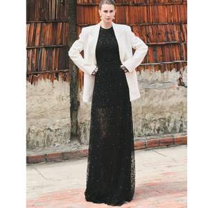 Vestido largo de mujer personalizado de doble capa de lujo de alta calidad VERA EMB AURORA VESTIDO DE ENCAJE Vestido informal con etiquetas personalizadas - Product Image 1