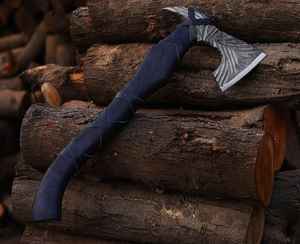 Hache viking de haute qualité, très vendue, forgée à la main, en acier à haute teneur en carbone, hache de camping, tomahawk, hache viking OEM, poignée en cuir, fourreau - Product Image 3