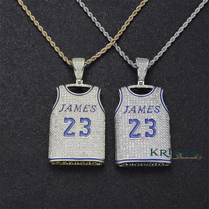 Pendentif Maillot de Basketball James 23 en Argent 925 et Moissanite, Style Hiphop Unisexe pour Usage Quotidien - Product Image 4