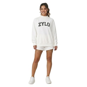 2026 Professional Quality 2-Piece Women Mockneck Knee Short Set Custom Logo Casual Shorts <b>Sweatshirts</b> Solid Color Winter - Product Image 1