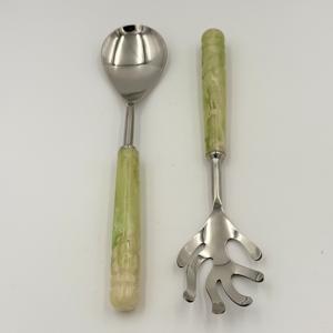 New Arrival Stainless Steel Salad Server <b>Spoon</b> & Fork Set With Resin Handle for Home & Wedding <b>Table</b> Salad Server - Product Image 5