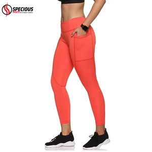 High Waist Women's Yoga Leggings Solid <b>Red</b> Knitted Training Sports Fitness Workout Embossed Design Running Four-Way Stretch - Product Image 3