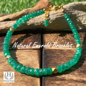 Bracelet réglable en émeraude naturelle brute pour femme, bijoux en cristal de pierre de naissance pour mariage ou fête - Product Image 2