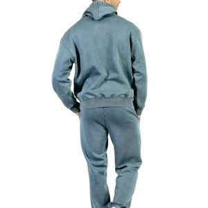 Chándal personalizado de 500GSM, Jersey pesado de retazos, sudaderas con capucha de gran tamaño para hombre, chándal desgastado con logotipo bordado lavado con ácido - Product Image 5