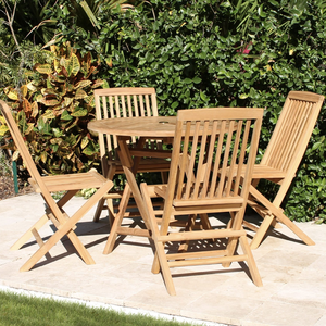 Table à manger moderne en bois de teck massif, ensemble de chaises pliantes et design pour l'extérieur, meubles commerciaux pour hôtels - Product Image 1