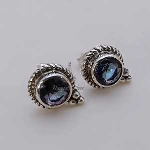 Handmade Aurora Mystic Topaz <b>Sterling</b> <b>Silver</b> <b>Stud</b> <b>Earrings</b>, November Birthstone - Product Image 5