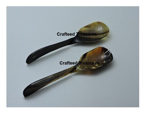 Sustainable Quality Natural Horn Salad Server set Of 2 pcs with <b>MOP</b> <b>Handle</b> Personalized Salad Serve And Mixing Kitchenware Tools - Product Image 4