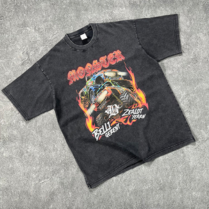 Camiseta recortada Vintage Boxy Fit de algodón personalizada DTG/Camiseta con estampado de pantalla para hombre, de manga corta Camiseta holgada para hombre - Product Image 2