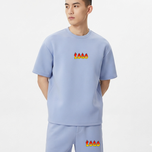 ชุดเซ็ตเสื้อยืดและกางเกงขาสั้นโอเวอร์ไซส์สำหรับผู้ชาย OEM รุ่นซัมเมอร์ สปอร์ต แคชชวล ทรงหลวม พร้อมโลโก้สั่งทำ ผ้าคอตตอนเจอร์ซีย์เนื้อแน่น สำหรับผู้ชาย - Product Image 2