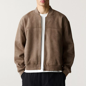 Blouson d'hiver élégant à col ras du cou pour hommes et femmes en cuir PU coupe-vent imperméable toile tissu coeur avant mode rue - Product Image 1