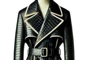 Manteau long pour femme de haute qualité, écologique, en cuir luxueux, boutons, fermeture éclair - Product Image 3