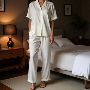 Vestido de noche de talla grande, conjuntos de dos piezas estampados, camisas ligeras transpirables informales y pantalones, traje de dormir de noche estampado - Product Image 3