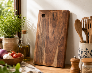 Planche à découper rectangulaire en bois d'acacia de qualité supérieure avec trou de suspension, épaisseur 1,5 cm, passe au lave-vaisselle - Product Image 4