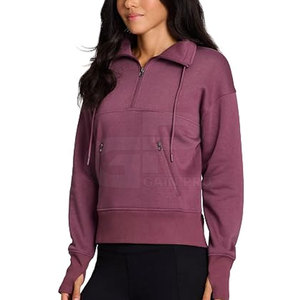 Sweat-shirt à col zippé pour femme, tissu doux et confortable, coupe athlétique élégante, idéal pour le sport et les voyages. - Product Image 3