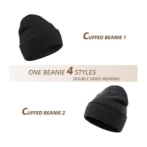 หมวกบีนนี่สำหรับผู้ชายหมวกผ้าถักแจ็คการ์ดสำหรับฤดูหนาวโลโก้ตามสั่ง - Product Image 2