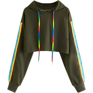 Wholesale Custom Logo Winter Cropped <b>Fleece</b> <b>Hoodies</b> Women Cotton Polyester Casual Streetwear Plus Size OEM Design - Product Image 6