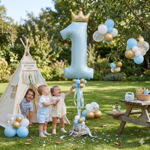 Globo de Aluminio con Forma de Número 1 Azul con Corona, 57x124 cm, para Fiestas de Cumpleaños, Graduación, Año Nuevo Chino y Otros Eventos, Apto para Helio - Product Image 3