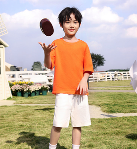 เสื้อยืดคอกลมแขนสั้นสำหรับผู้หญิงเสื้อยืดสำหรับเด็กเสื้อยืดคอกลมแขนสั้นเปิดไหล่ผ้าฝ้ายหลากสีออกแบบได้ตามต้องการ - Product Image 2