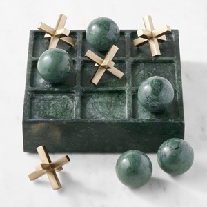 Ensemble de Tic Tac Toe moderne marbre vert et laiton antique pour la maison chambre à coucher salon retraite Diwali Occasions - Product Image 1