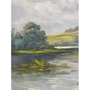 36x24 pollici tela di lino dipinti ad olio 100% dipinto a mano astratto paesaggio tradizionale con decorazione floreale per soggiorno - Product Image 6