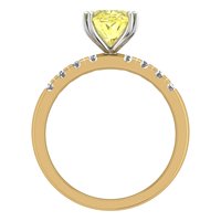 Bague en diamant ovale 3.00 carats certifiée IGI couleur jaune fantaisie VVS2 Clarity Lab Grown avec accents de diamants en or jaune 18 carats