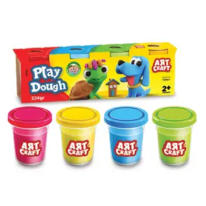 Art Craft Play Dough 4 Tub Pack 224 gr Playdough Slime Set Children DIY Modeling Clay Toys Baking Tools Educational Pretend Play