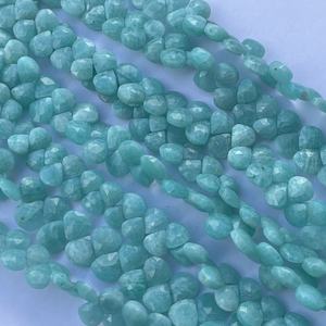 6mm 8mm 10mm naturel vert bleu Amazonite pierres forme de coeur facettes Briolette gouttes perles bijoux à bricoler soi-même faisant collier Bracelet - Product Image 3