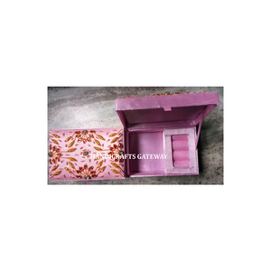 New Latest Product and Unique Western Style of <b>Pink</b> <b>Fabric</b> and Golden Zari Work Handmade Zari Embroidery Box of Fine Polished - Product Image 1