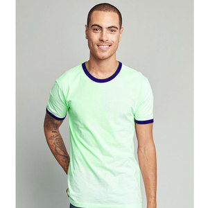 Venta al por mayor de verano logotipo personalizado de manga corta de impresión personalizada Ringer camiseta para hombres de mezcla de algodón camiseta para hombres - Product Image 5