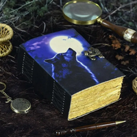 Grimoire en cuir créatif imprimé loup, 400 pages, livre de sorts vintage, Al Amir, fait main, journal de sorcière, cadeau pour lui et pour elle, cadeau promotionnel
