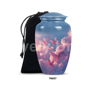 Urna para adultos de cremación de aluminio de mariposa grande hermosa para cenizas humanas, urna funeraria de tamaño completo con bolsa de terciopelo gratis - Product Image 3