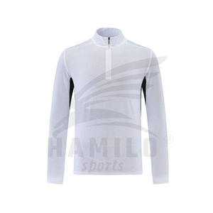 Quick Dry Poliéster Liso Manga larga Sports Quarter Zip Top 100% poliéster Media cremallera Sudadera - Product Image 6