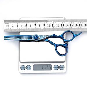 6Inch Blue Barber Shears, Seamless Thinning & Trimming Scissors Kit for Bangs Layers Salon Home Use - Product Image 5