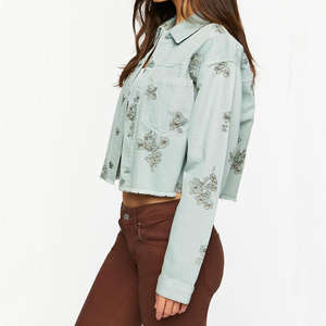 Veste en jean délavée unie, style boyfriend, pour hommes, femmes et juniors, vestes en jean premium, manteaux en jean - Product Image 3