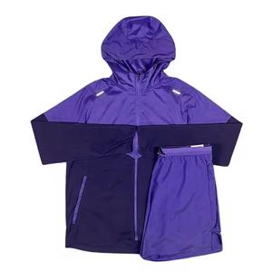 Conjunto de Chaqueta Cortavientos y Pantalones Cortos de Nailon para Hombre, Informal, Otoñal, Transpirable, de Dos Piezas, con Capucha, Antiarrugas - Product Image 3